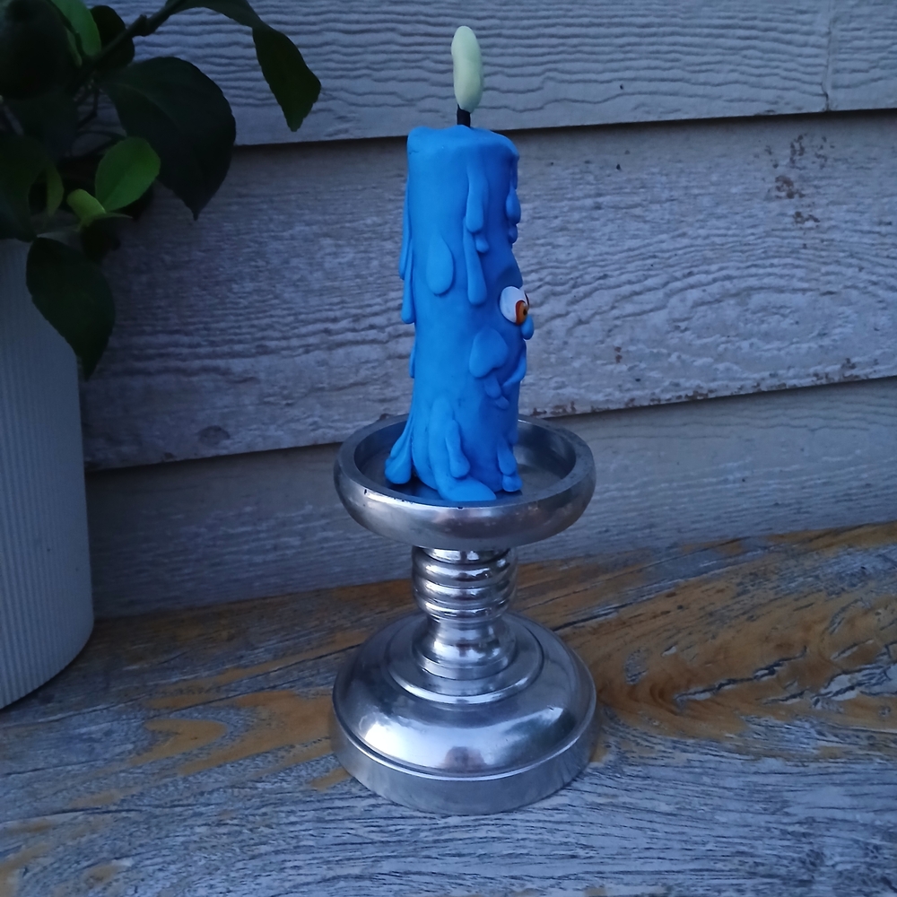 Blue Decorative Candle with Silver Holder - Picture 3 of 7